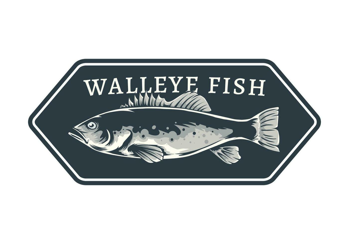 walleye fish badge design template vector