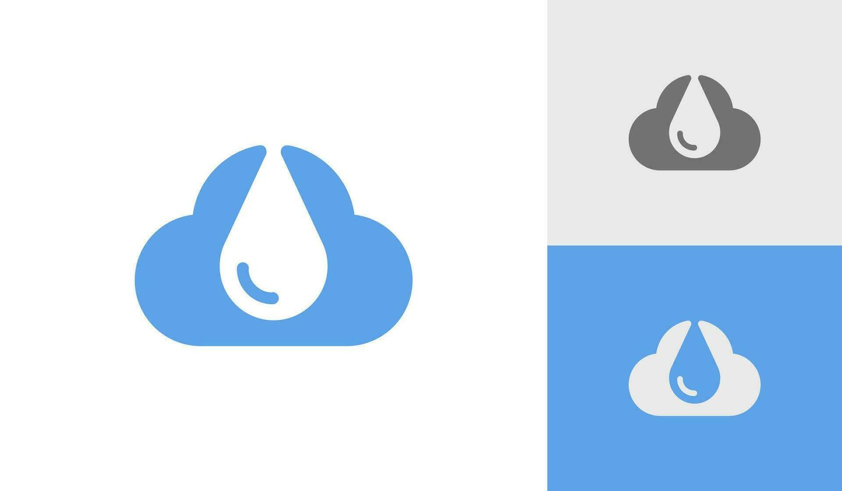 Cloud icon with raindrop logo design vector