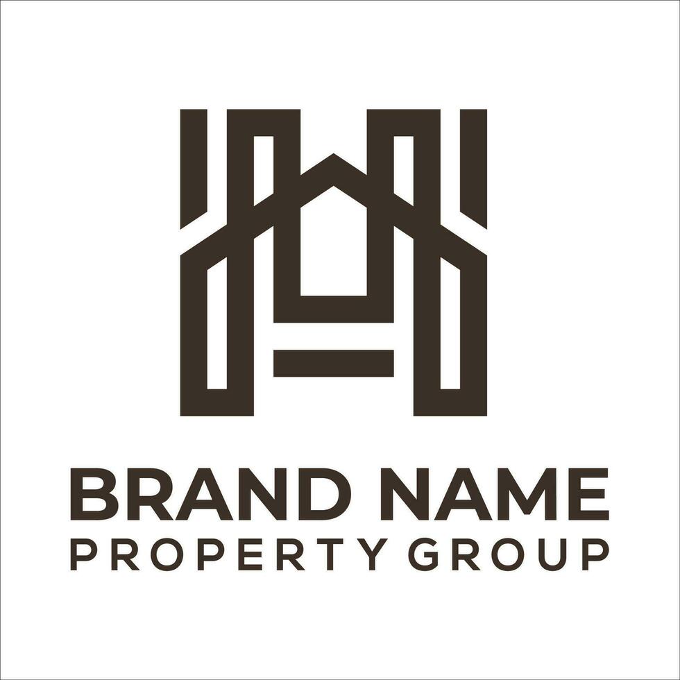 h real estate premium logo design vector