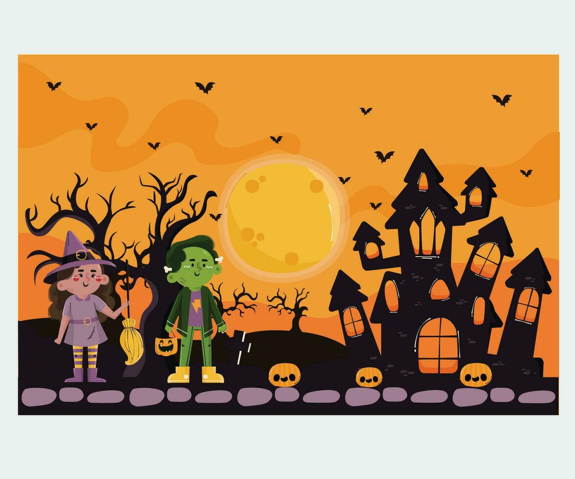 Hand Drawn Halloween Background Illustration vector