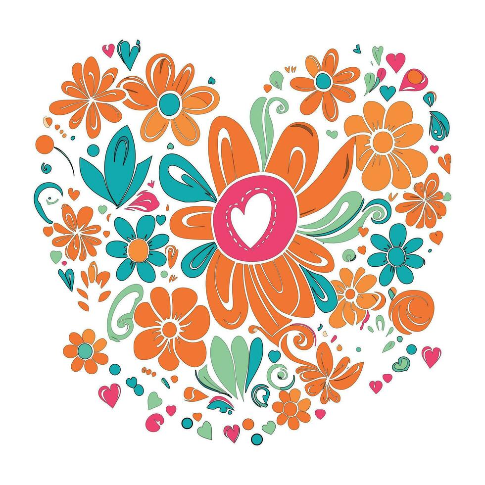 beautiful heart shape flowers vector