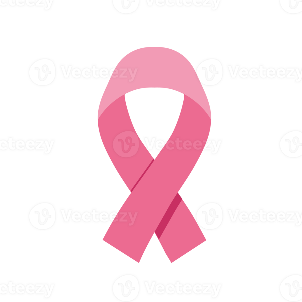 Symbol of breast cancer awareness month in october. Realistic pink satin ribbon on transparent background. png