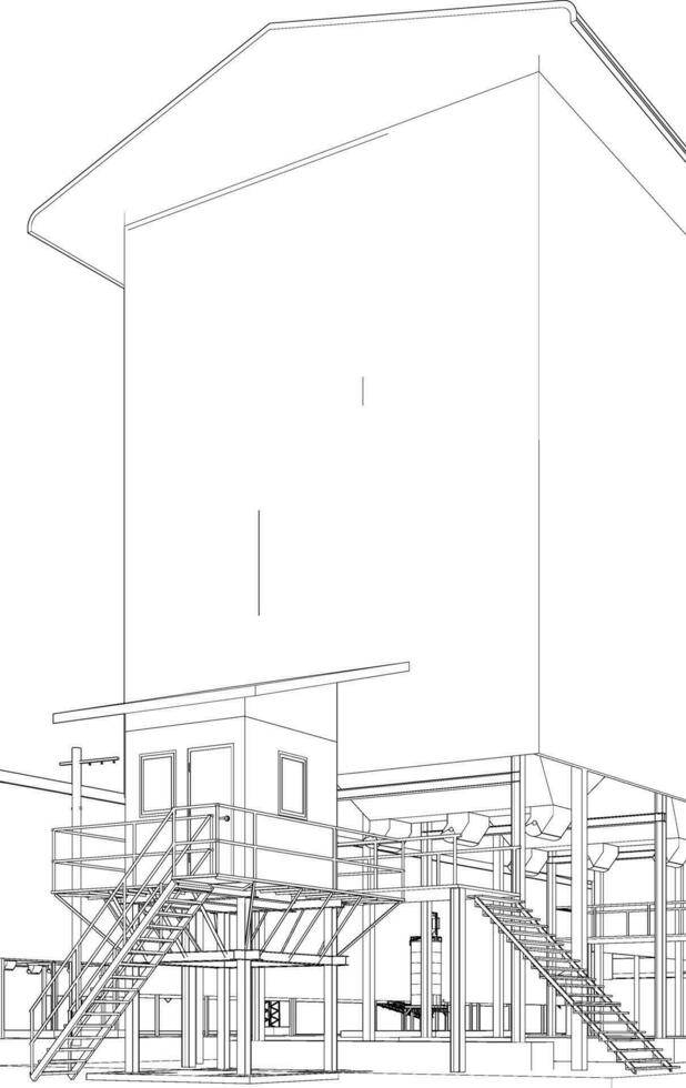 3d ilustración de industrial edificio vector