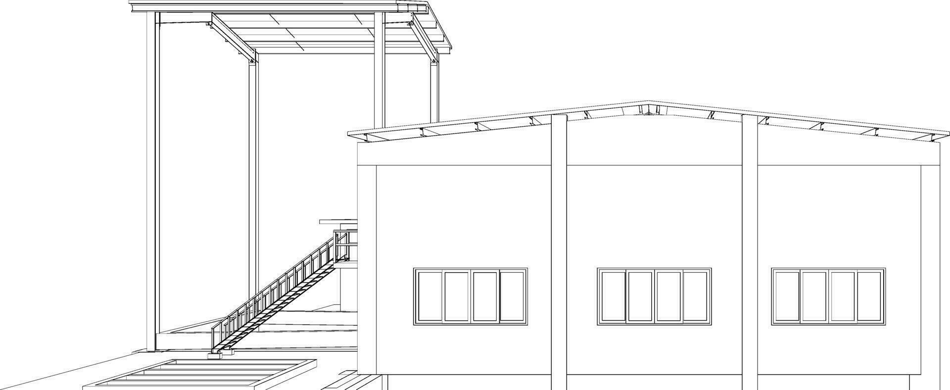 3d ilustración de industrial edificio vector