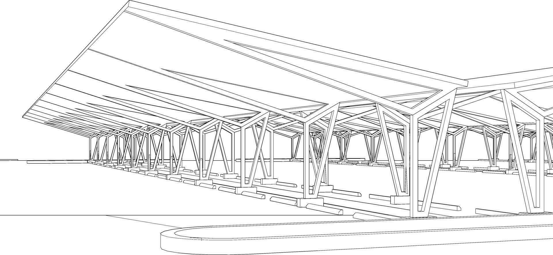 3D illustration of parking and carport vector