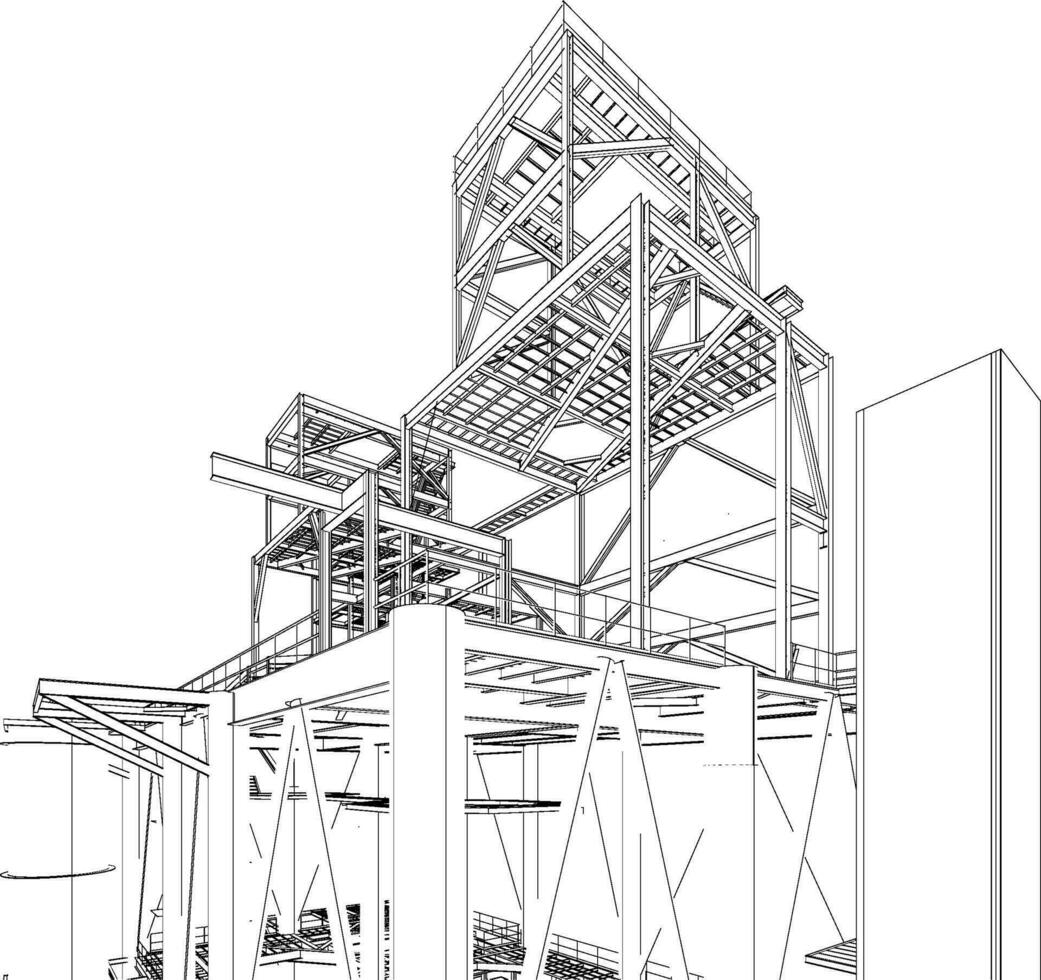 3d ilustración de industrial edificio vector