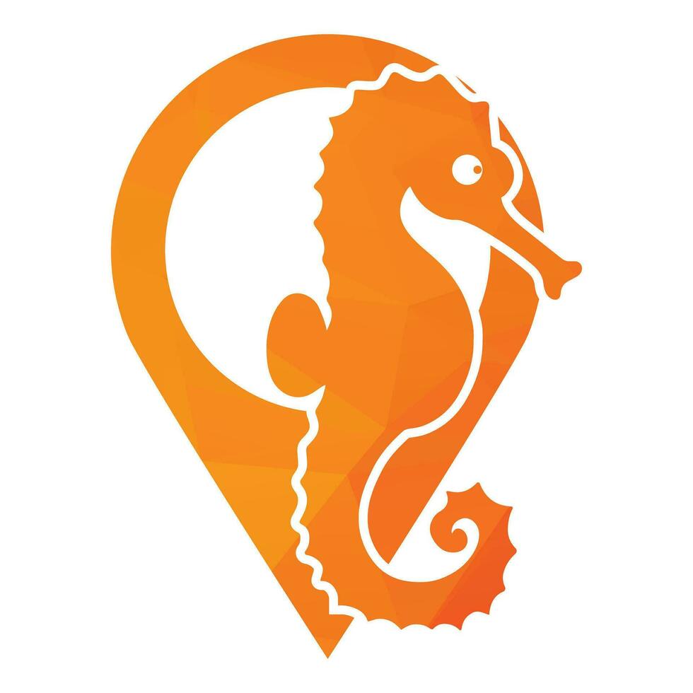 Seahorse inside a shape of pin location vector illustration