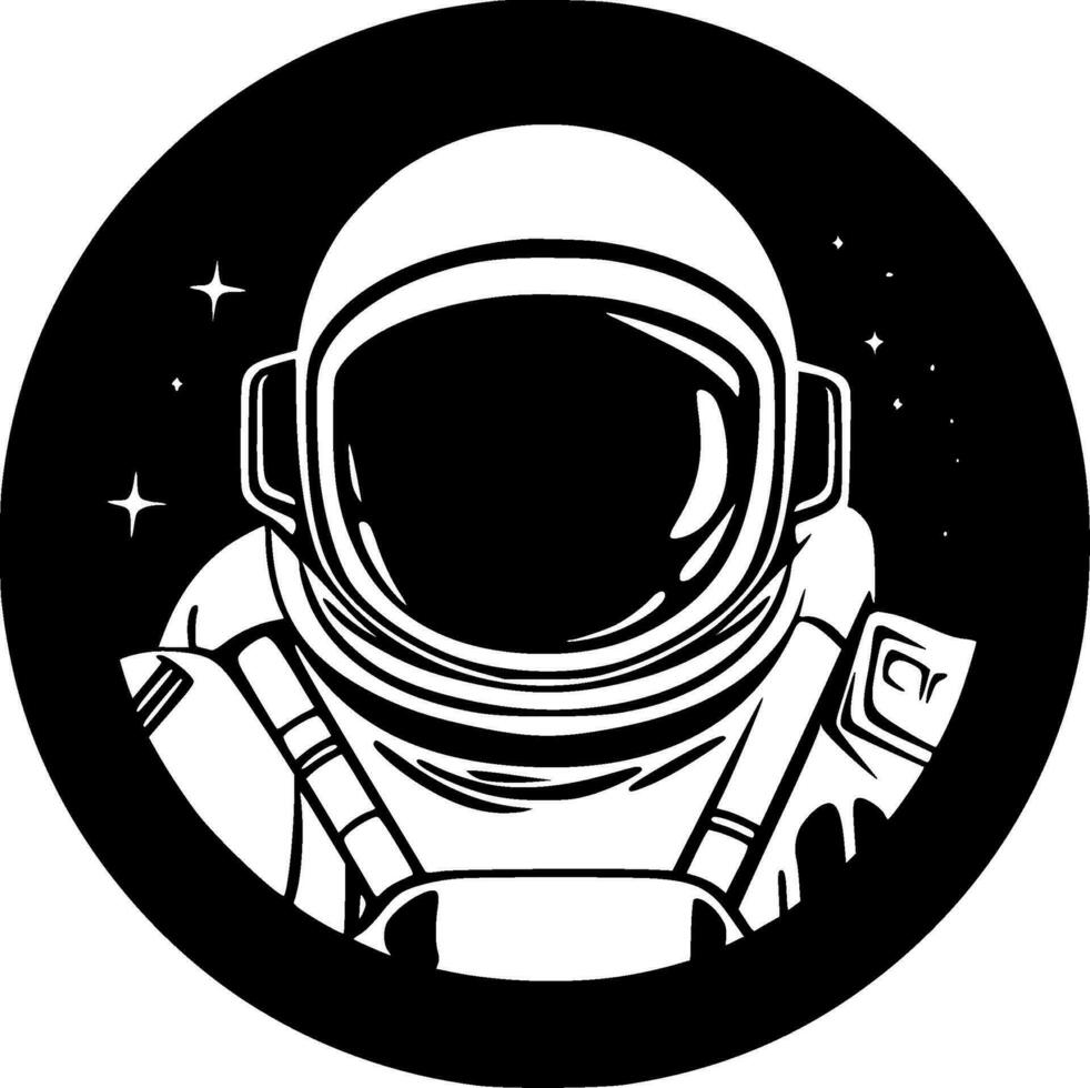 astronauta, negro y blanco vector ilustración