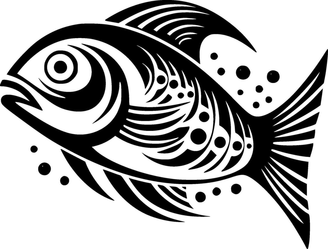 Fish, Black and White Vector illustration