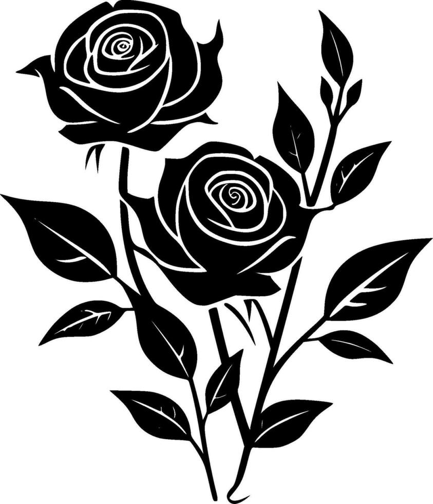Roses, Black and White Vector illustration