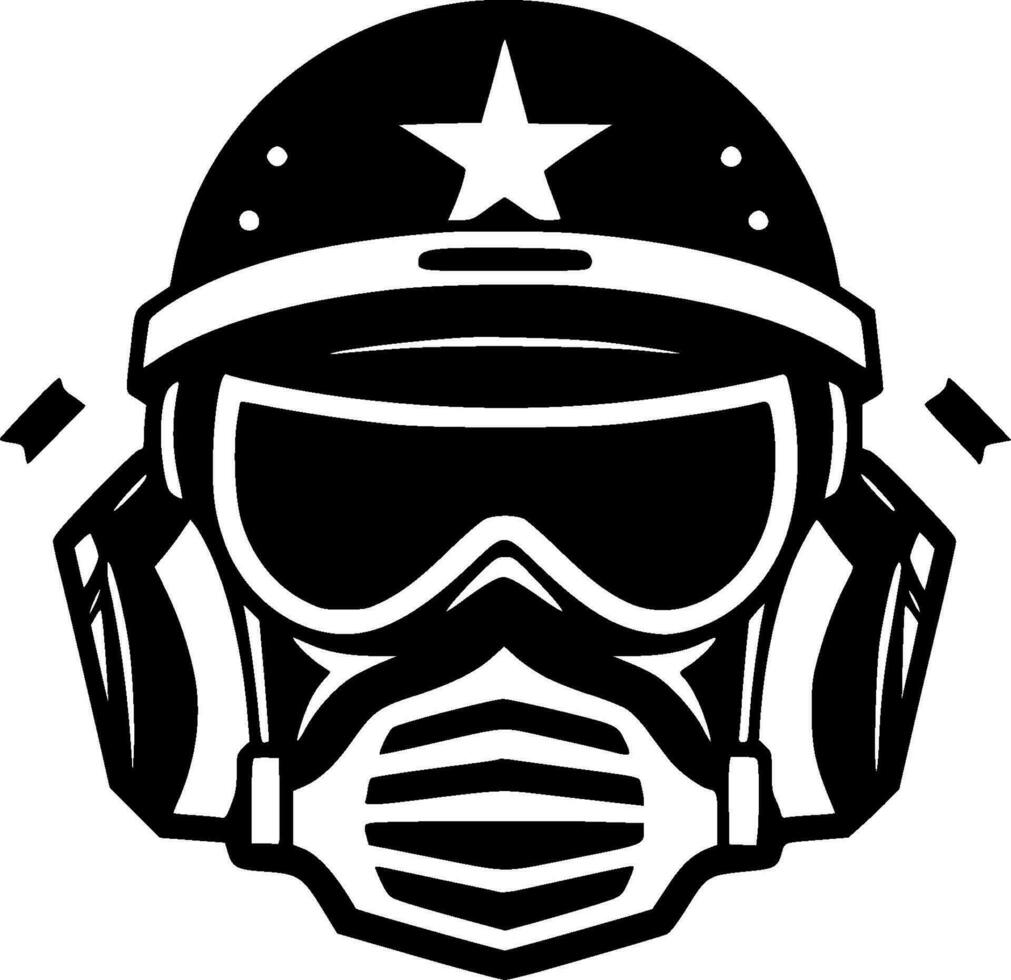 Military, Black and White Vector illustration