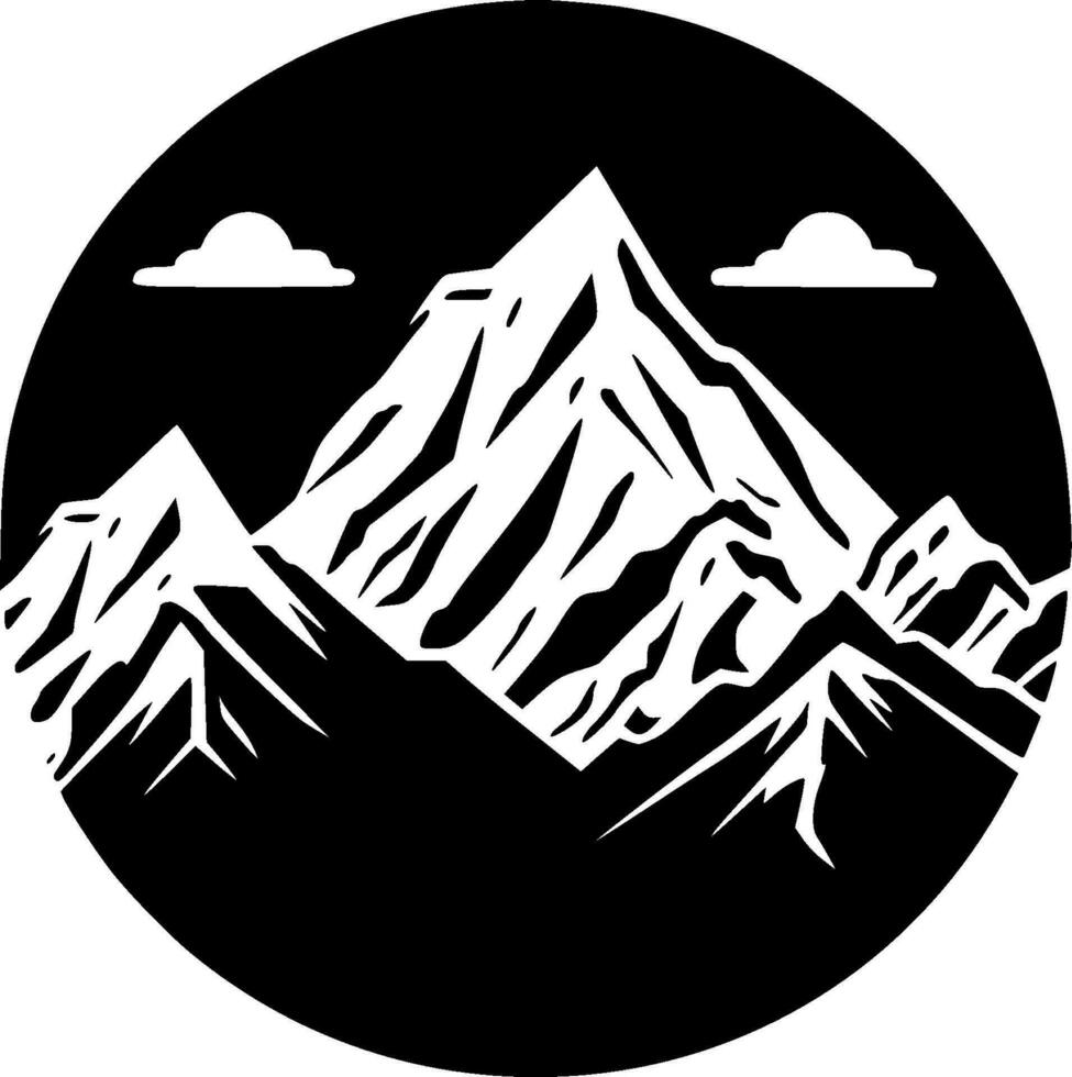 montaña, negro y blanco vector ilustración