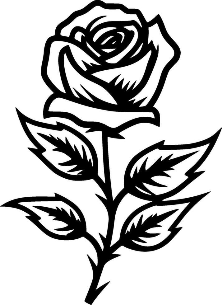 Rose - Black and White Isolated Icon - Vector illustration