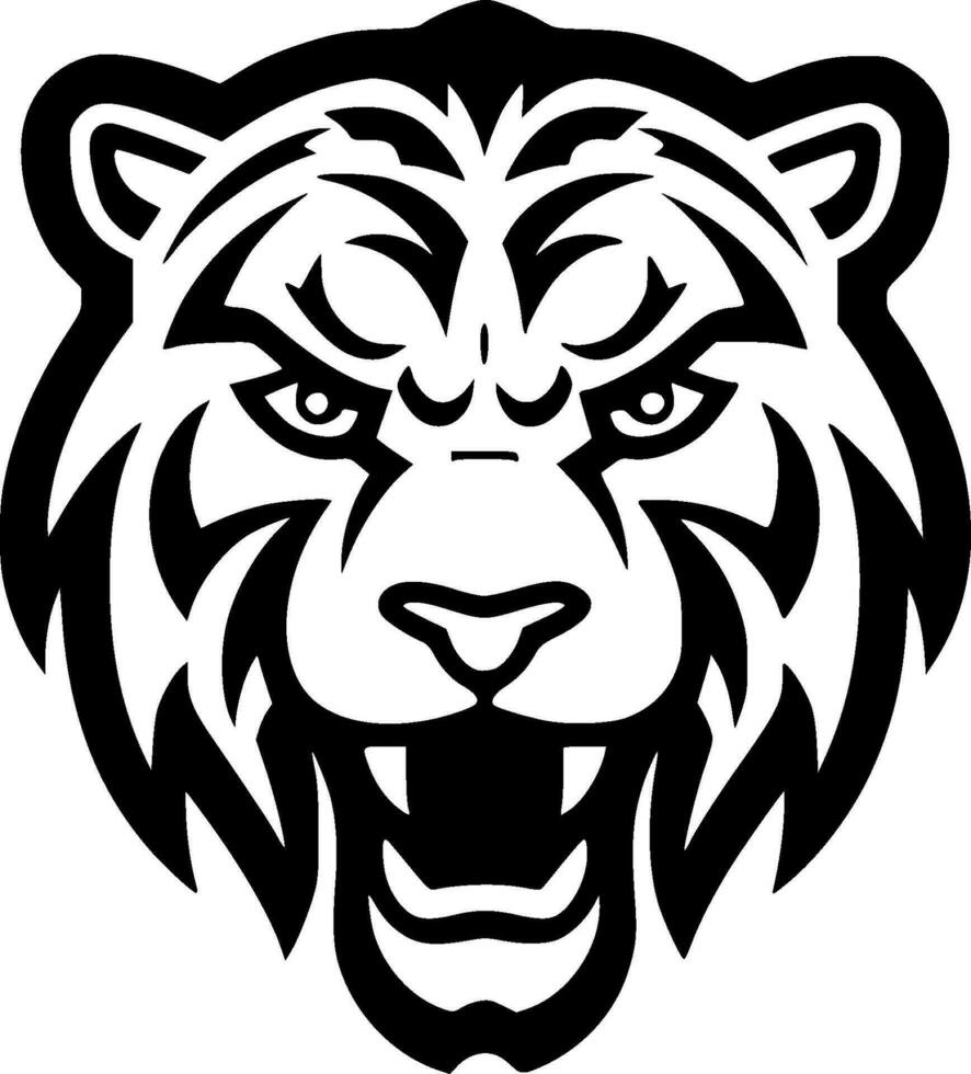 Tiger, Black and White Vector illustration