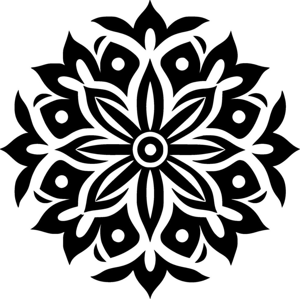 Mandala, Black and White Vector illustration