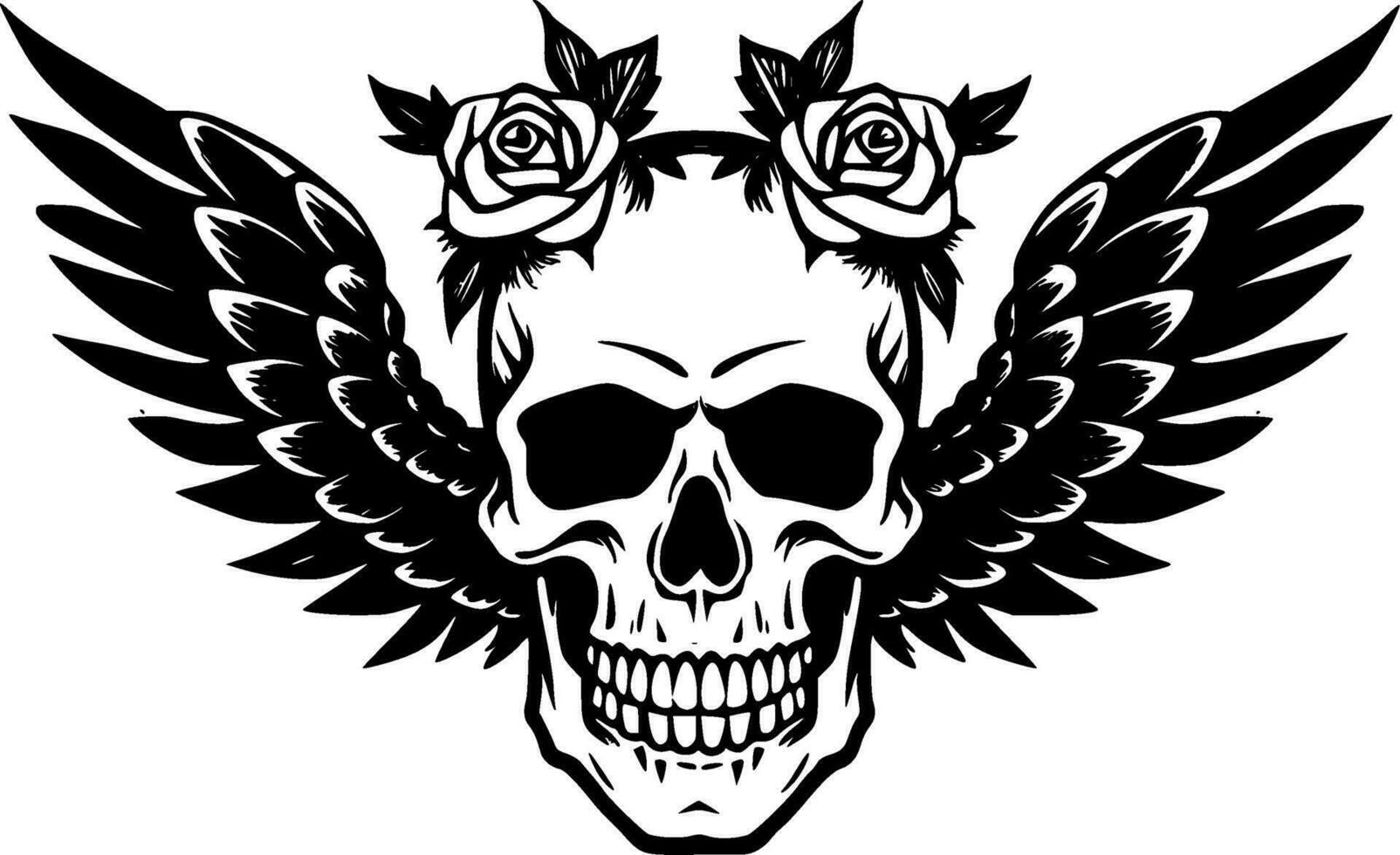 Skull, Black and White Vector illustration