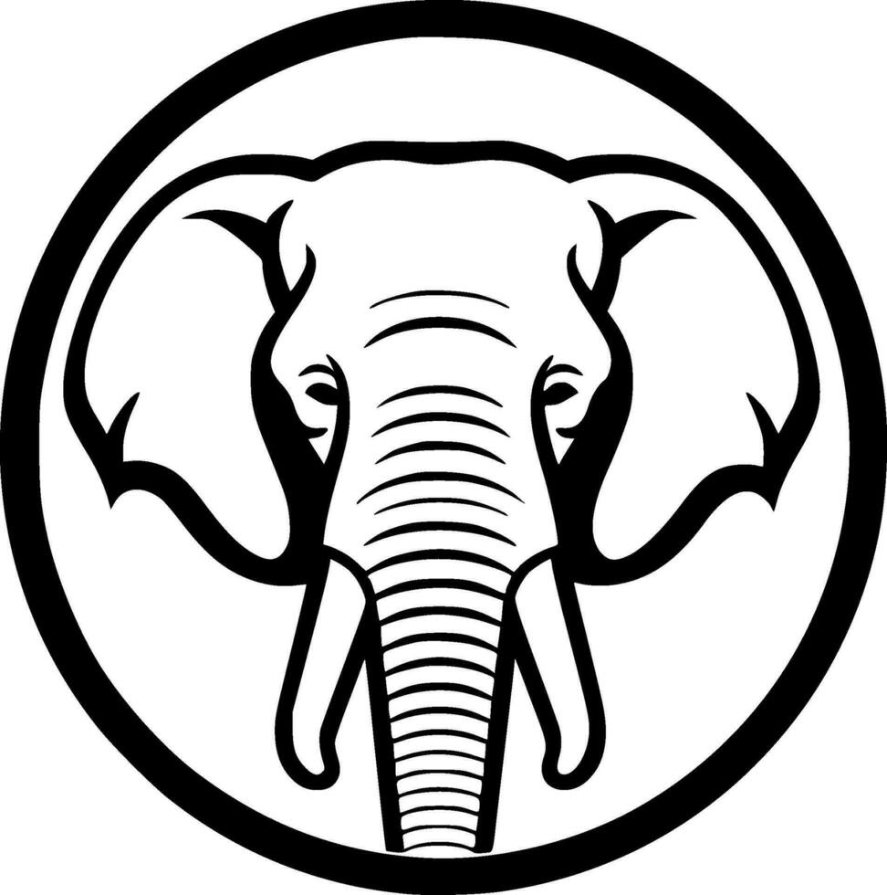 Elephant, Black and White Vector illustration