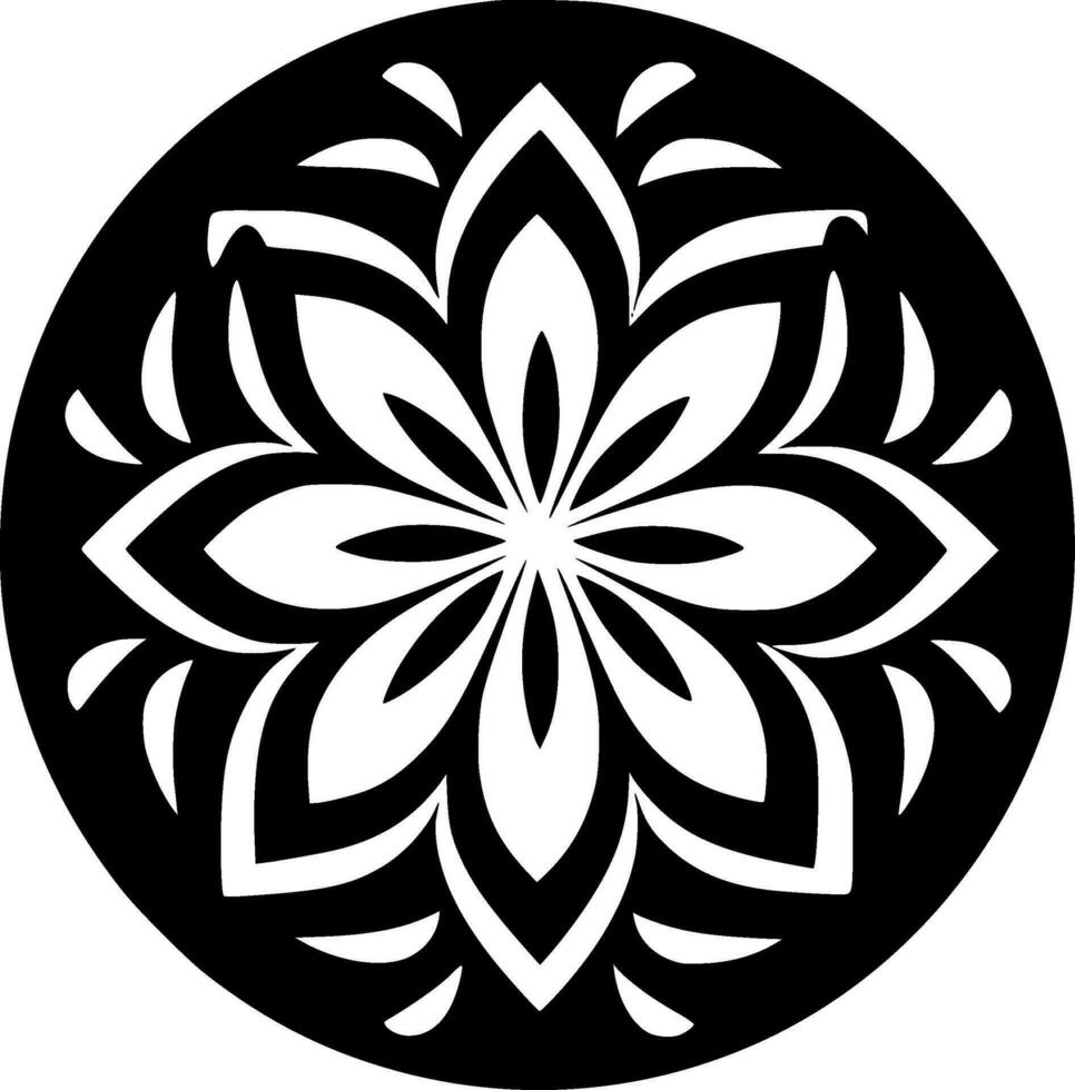 mandala - negro y blanco aislado icono - vector ilustración