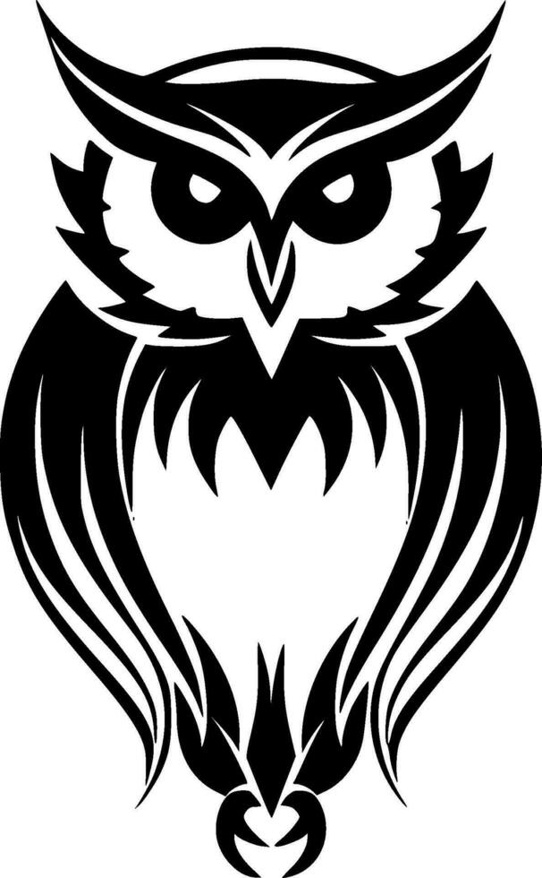 Owl, Black and White Vector illustration