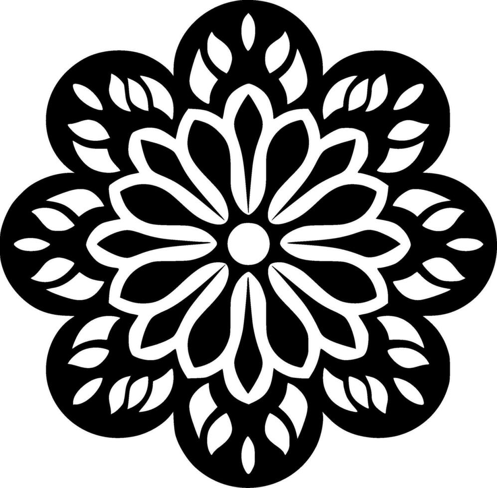 mandala - negro y blanco aislado icono - vector ilustración