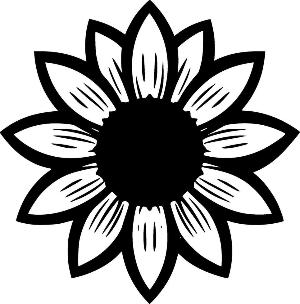 Flower, Black and White Vector illustration