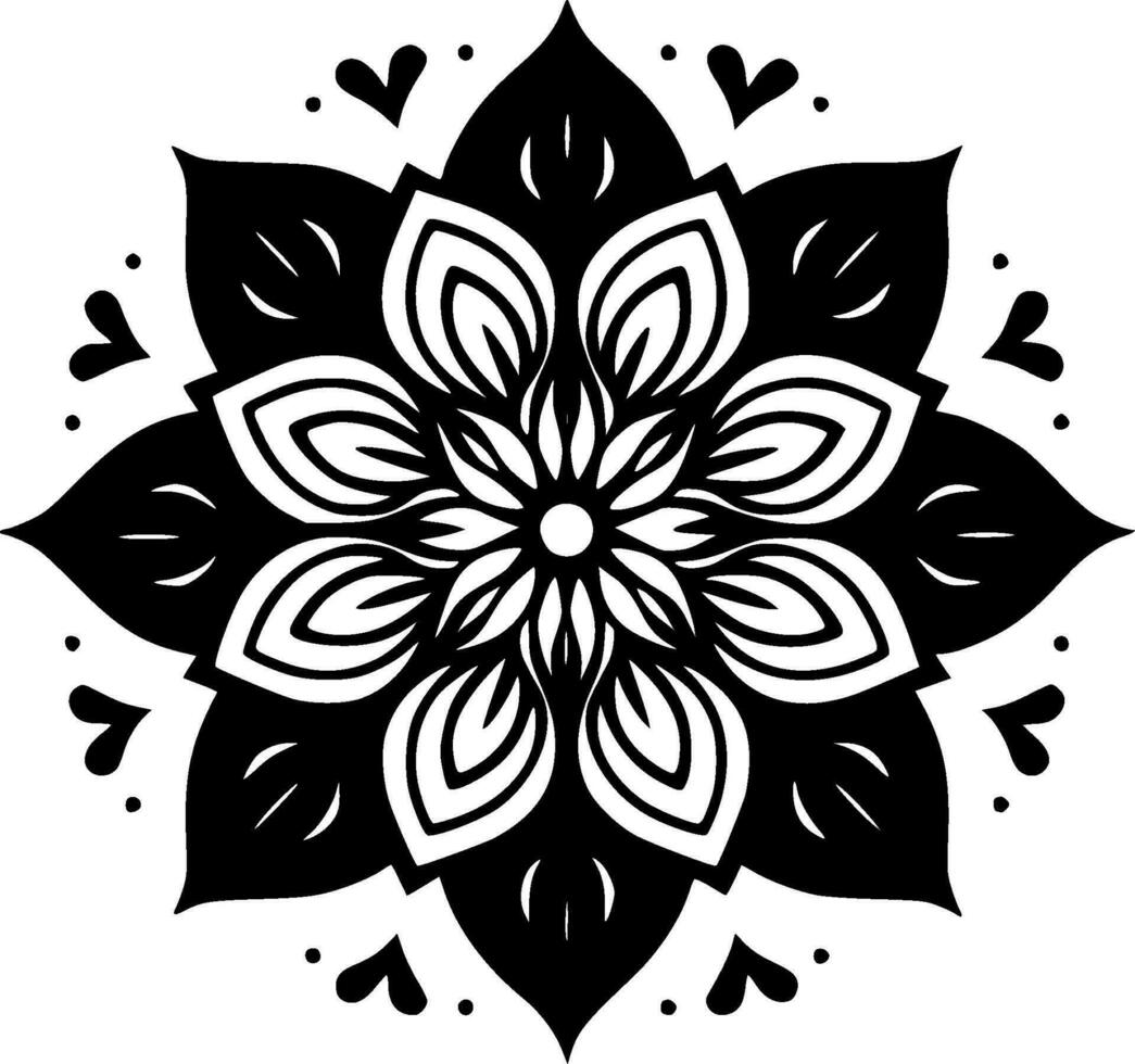 Mandala, Black and White Vector illustration