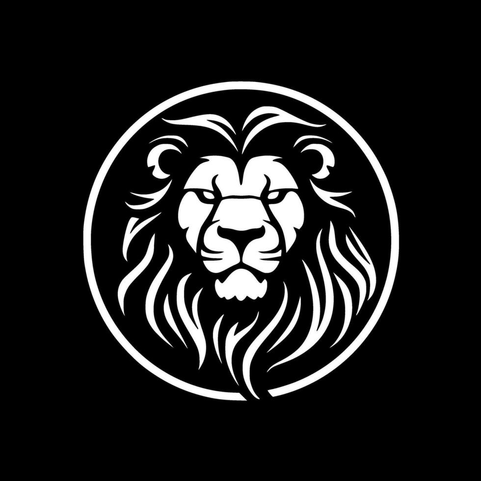 Lion, Black and White Vector illustration