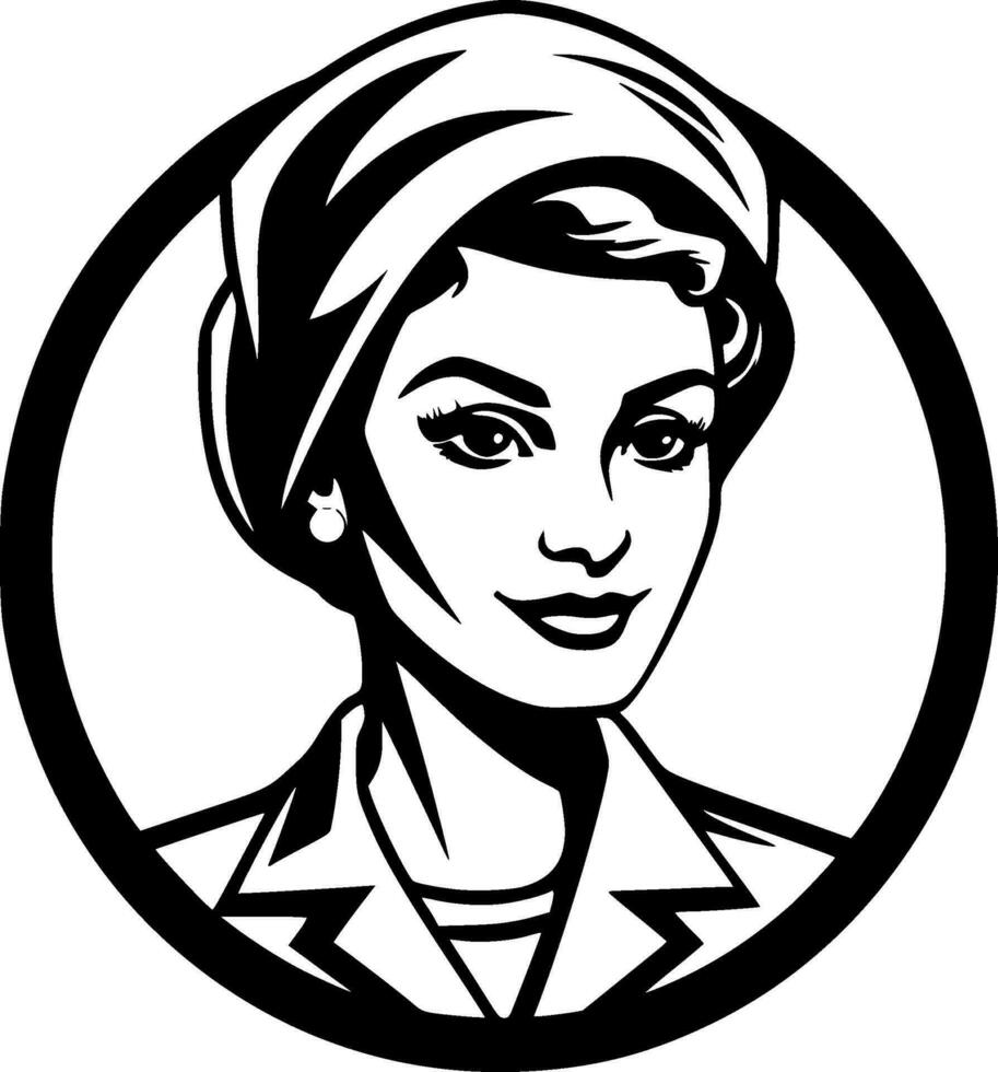 Nurse - Black and White Isolated Icon - Vector illustration