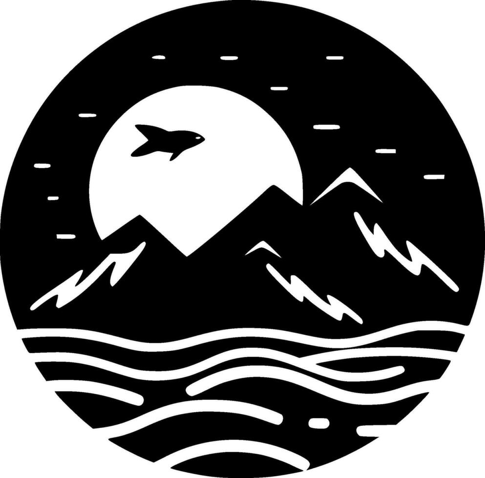 Ocean, Black and White Vector illustration