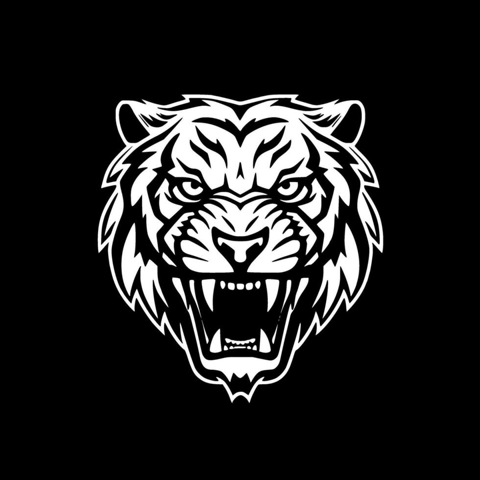 Tigre - negro y blanco aislado icono - vector ilustración