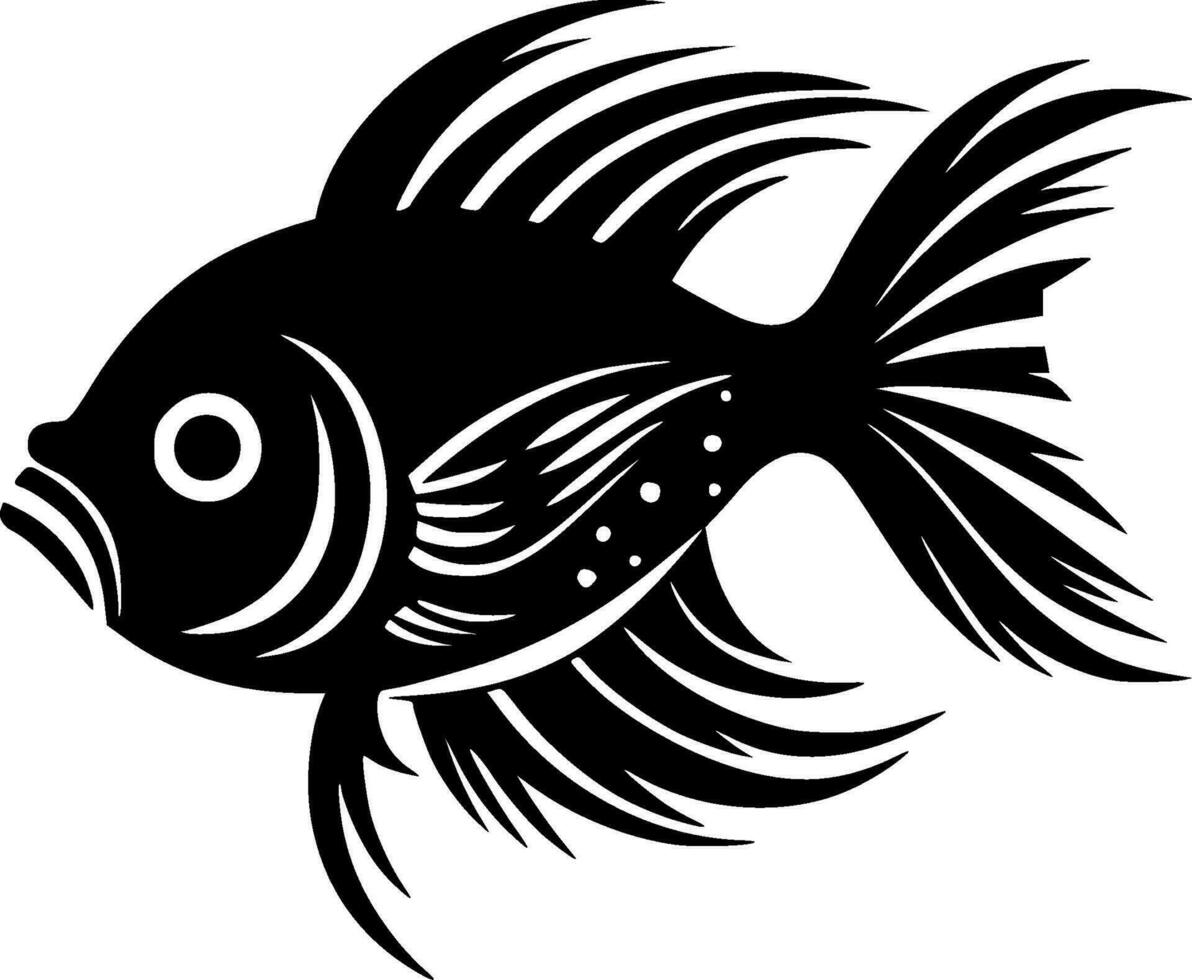 Fish - Black and White Isolated Icon - Vector illustration