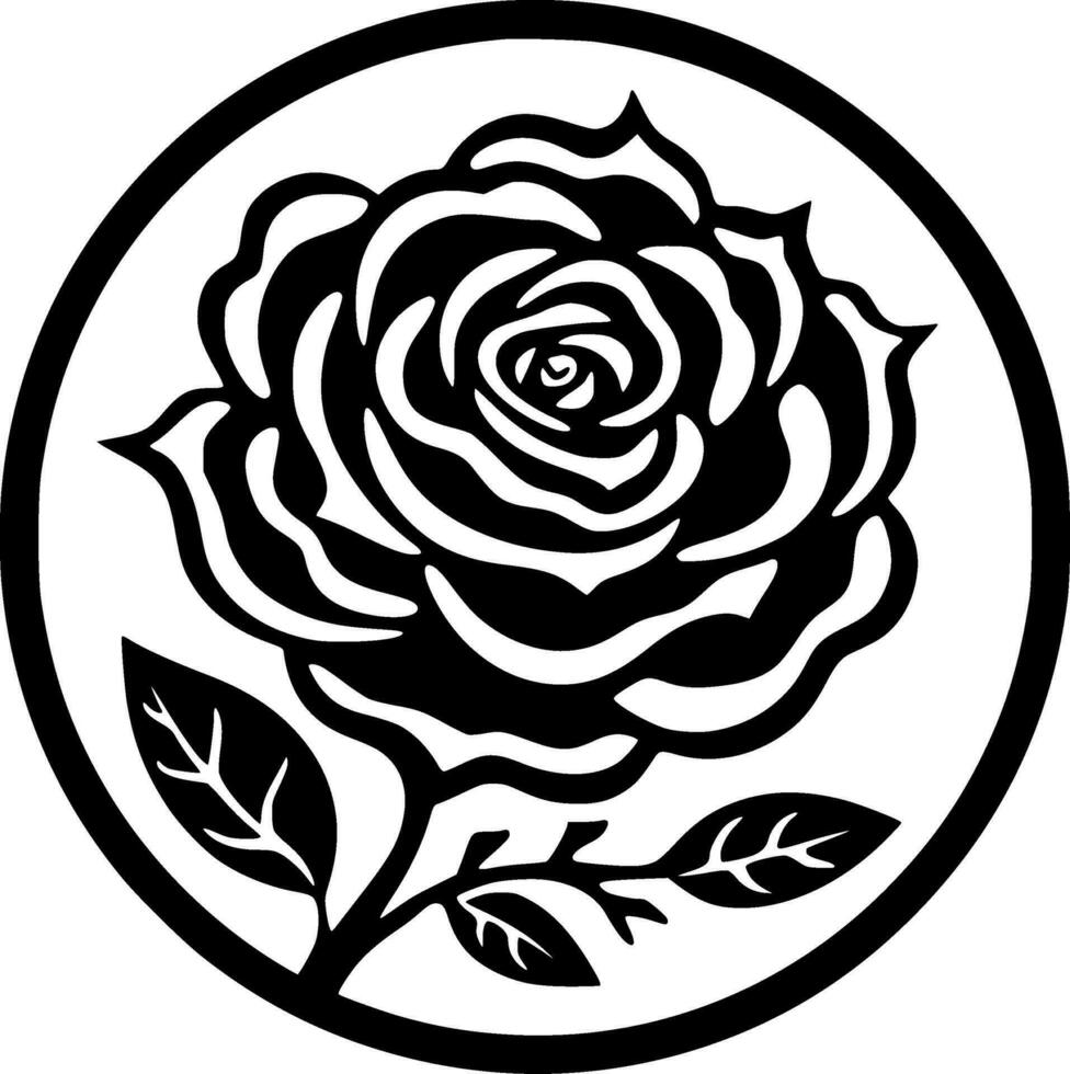 Flower - Black and White Isolated Icon - Vector illustration