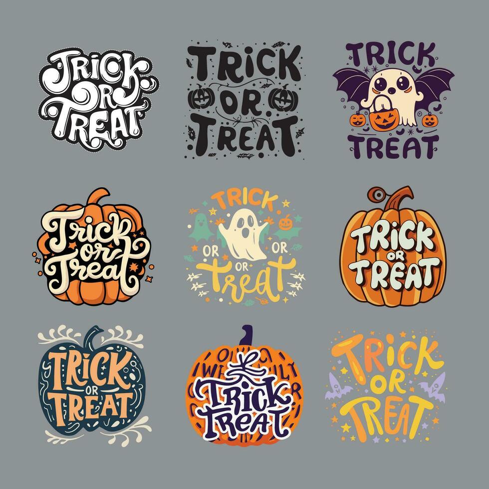Halloween Trick or Treat design bundle, vector