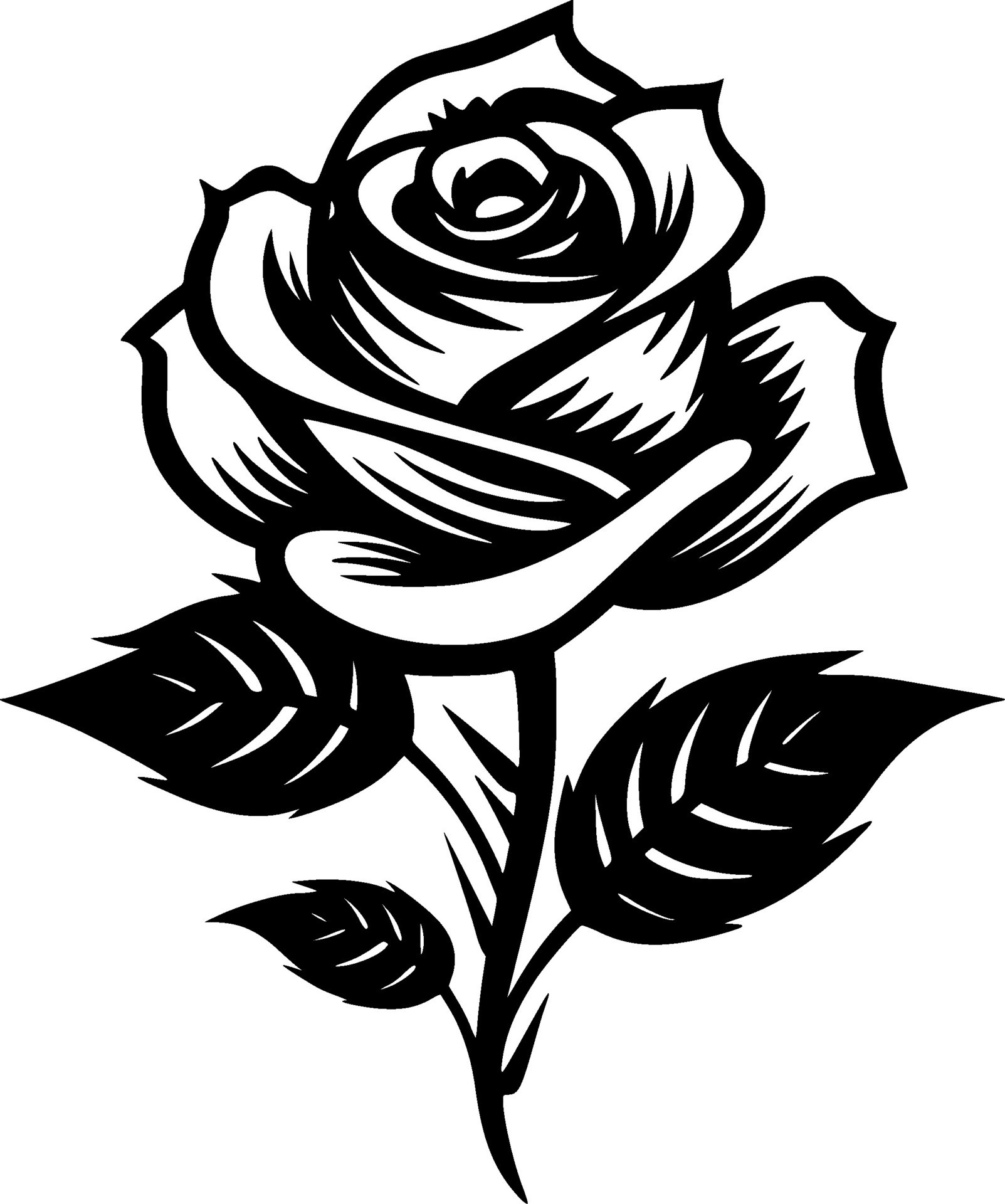 Rose - Black and White Isolated Icon - Vector illustration 28158914