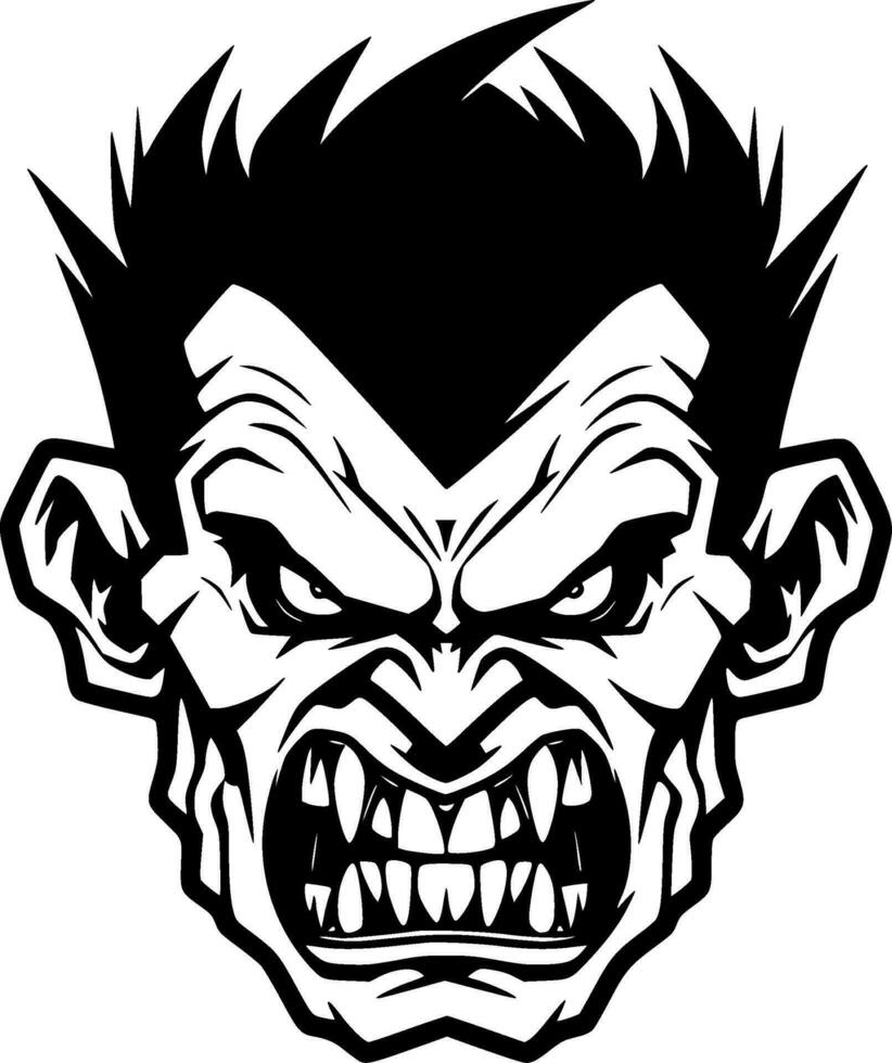 Zombie, Black and White Vector illustration