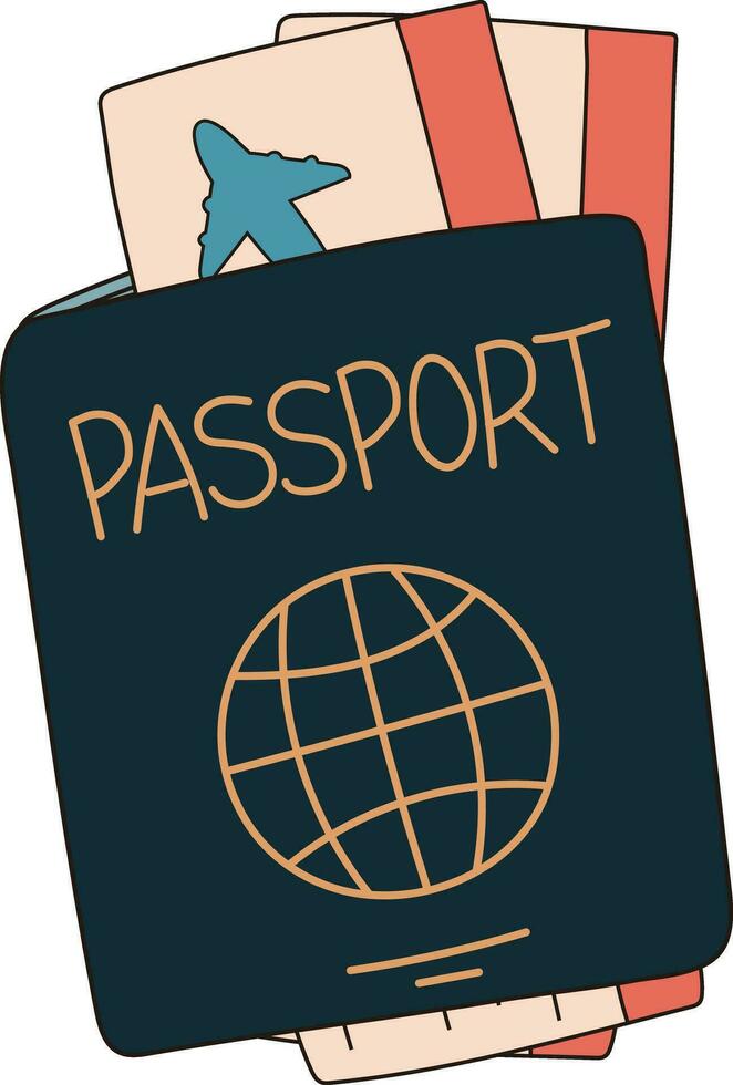 Passport Travel Identity Document Airline Ticket Boarding Pass Illustration Graphic Element Art Card vector