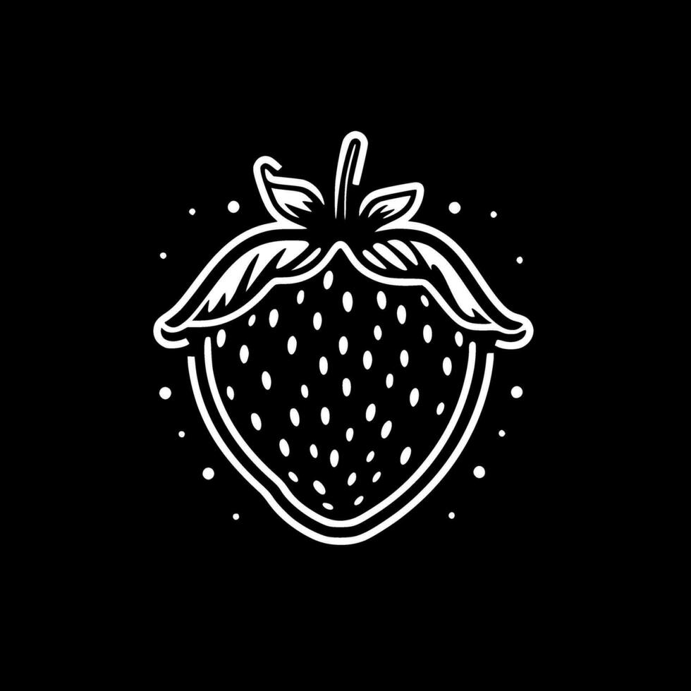 Strawberry - Black and White Isolated Icon - Vector illustration