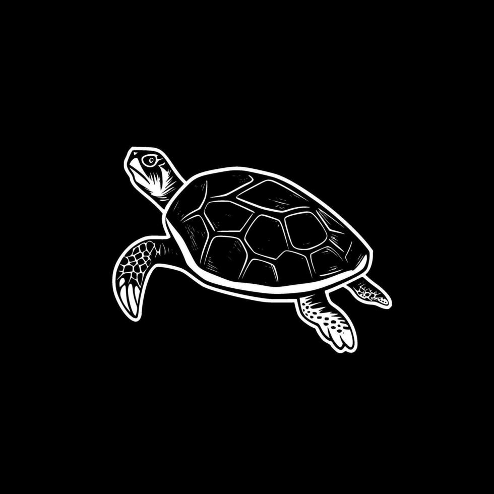 Tortuga - negro y blanco aislado icono - vector ilustración