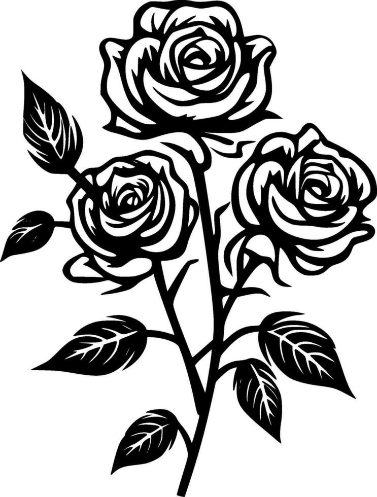 Roses, Black and White Vector illustration