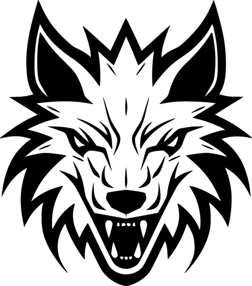 lobo - negro y blanco aislado icono - vector ilustración