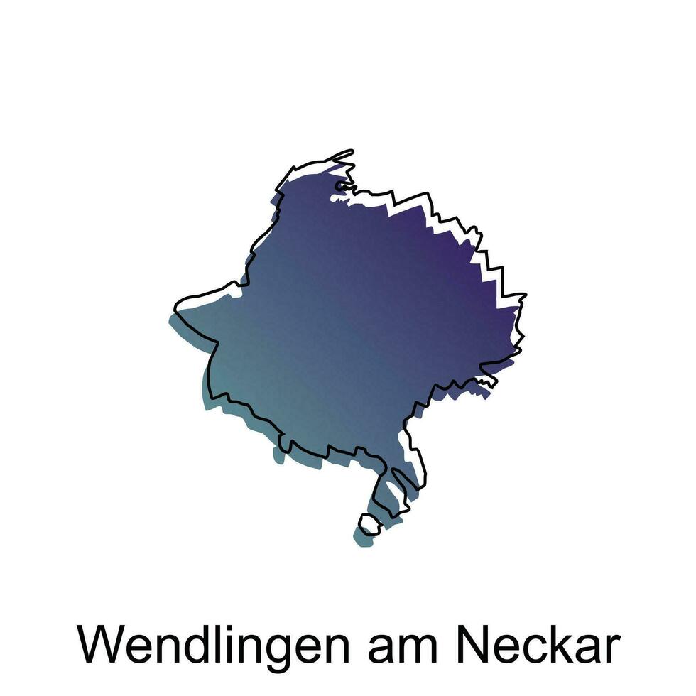 Map City of Wendlingen Am Neckar, World Map International vector template with outline illustration design