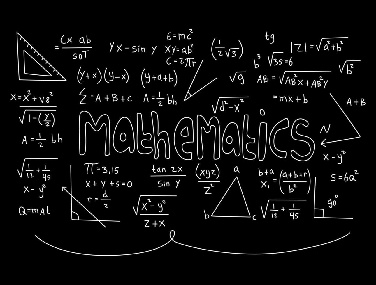 ilustración realista del fondo de la pizarra de matemáticas vector