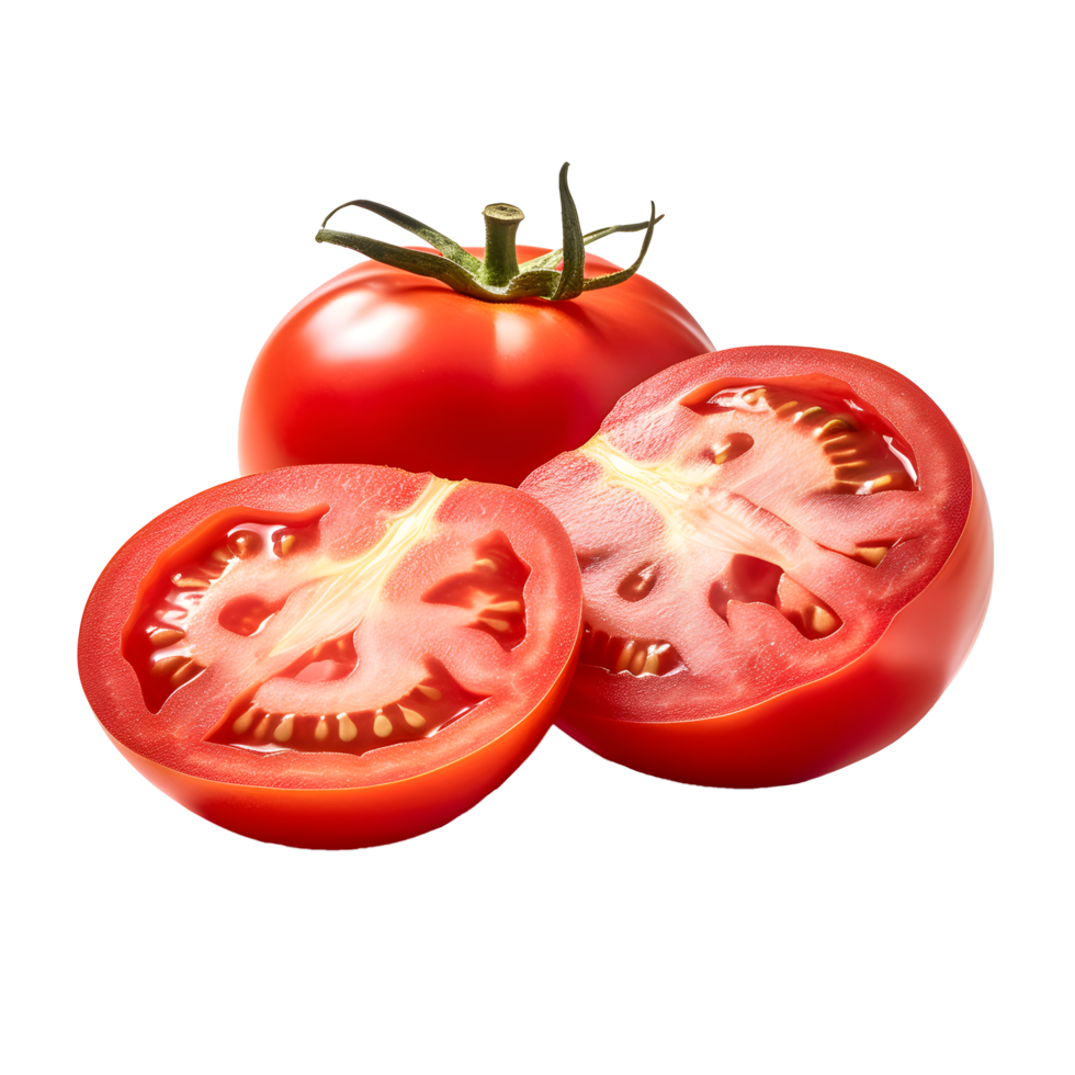 Fresco tomate rebanadas crujiente y jugoso, ai generado png