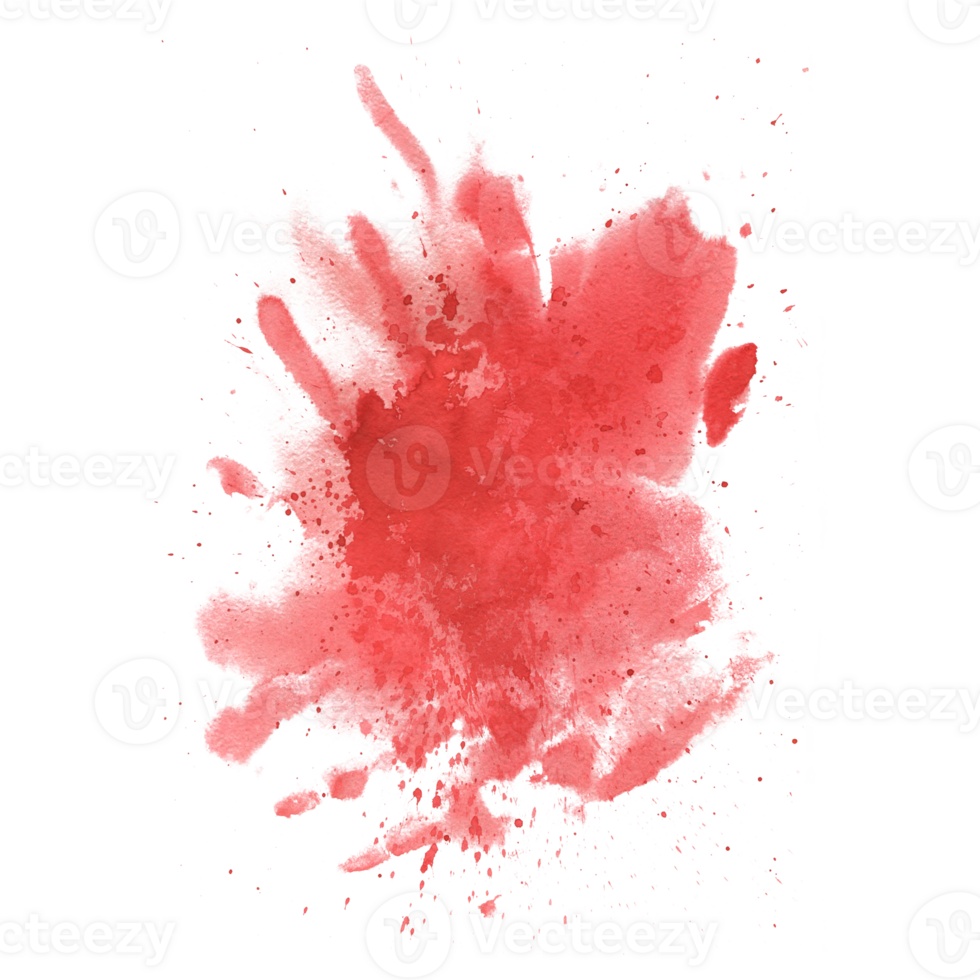 Bright red, scarlet blood stain with splashes for the design and decor of the day of the dead, Halloween. Watercolor illustration, hand drawn. Isolated object png