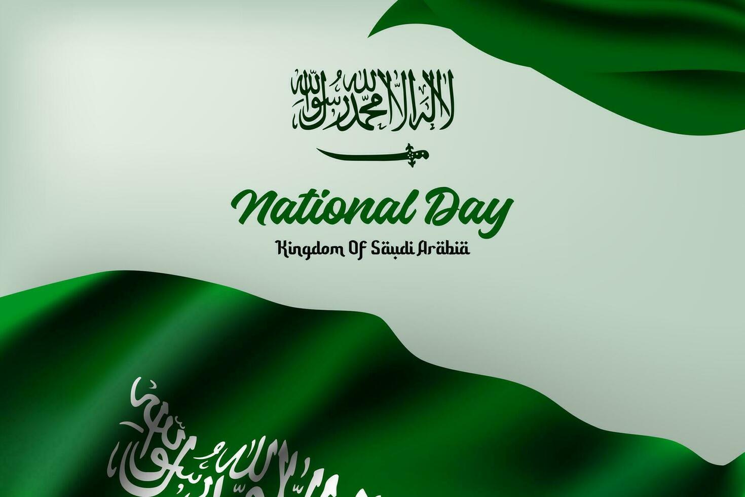 saudi arabia national day green flag background vector design