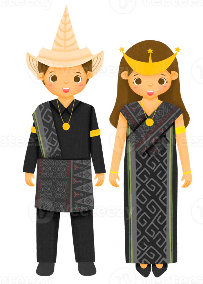 Couple Wearing Indonesia Traditional Cloth png