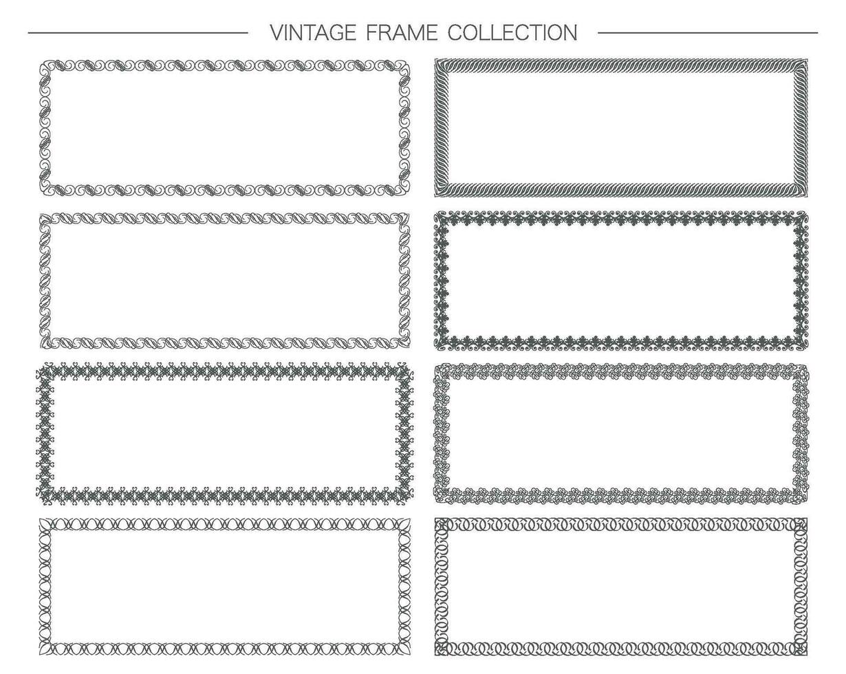 Rectangular Decorative Vintage Frame Set Isolated On A White Background. Vector Illustration.