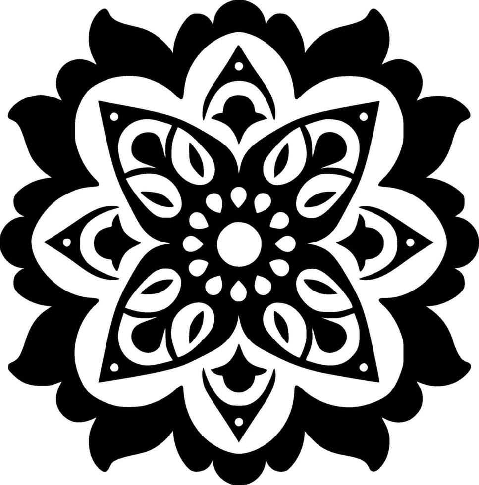 Mandala - Black and White Isolated Icon - Vector illustration