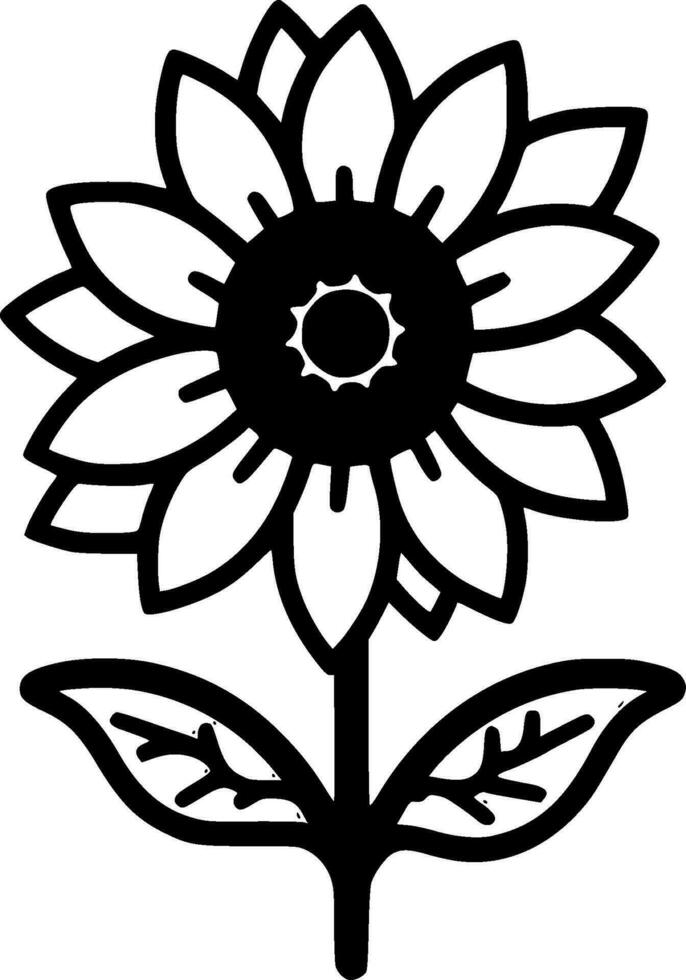 Flower - Black and White Isolated Icon - Vector illustration