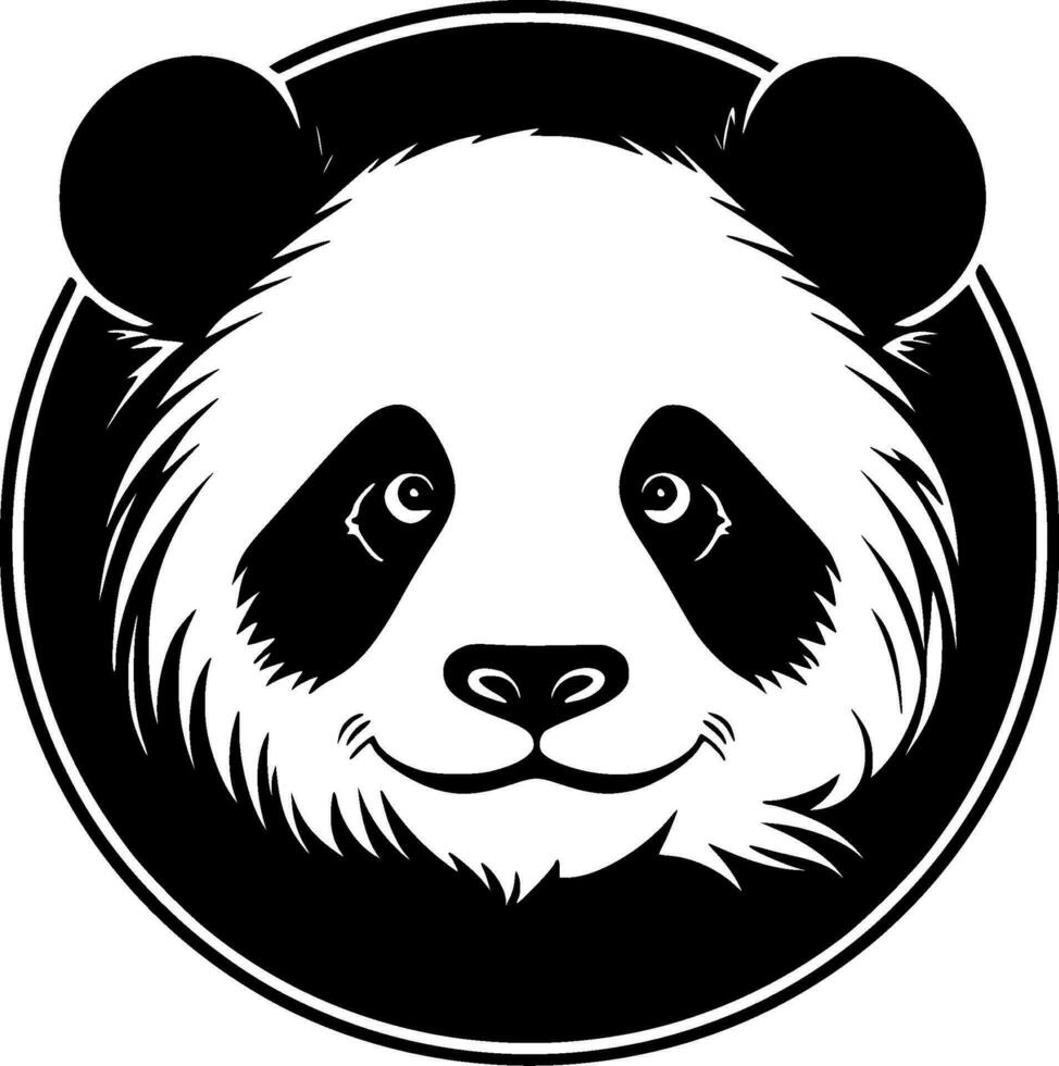 panda - negro y blanco aislado icono - vector ilustración